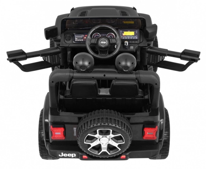 Jeep Wrangler Rubicon a batteria per bambini nera + telecomando + MP3 LED radio + ruote in EVA