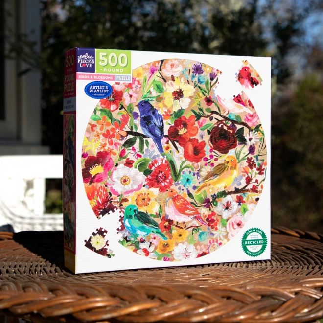 Puzzle rotondo Uccelli e Fiori 500 pezzi