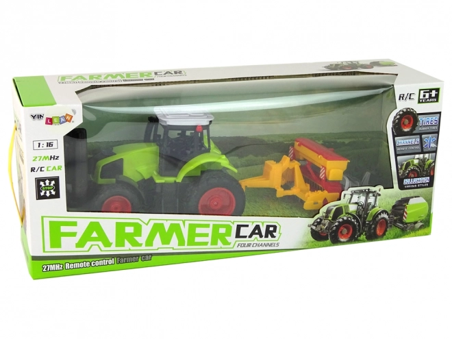 Trattore giocattolo con pressa R/C verde