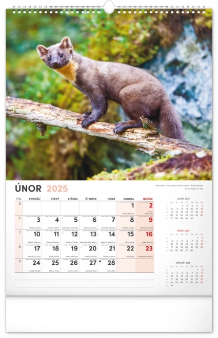 Calendario da parete 2025 cacciatore e natura ceca