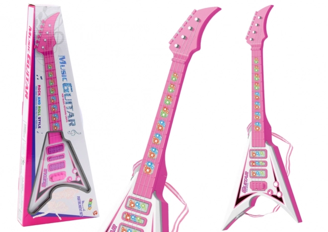 Chitarra elettrica rosa per bambini con luci