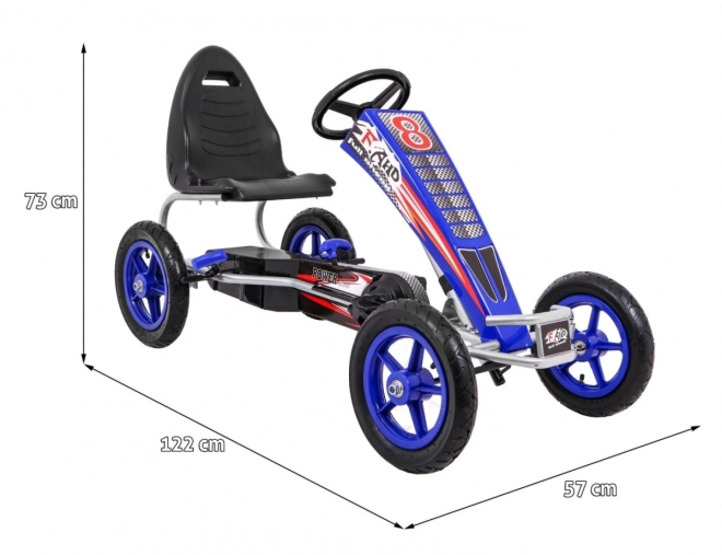 Go-kart Full Ahead AIR con pedali per bambini 3+ Blu + Regolazione sedile + Ruote gonfiabili + Freno a mano