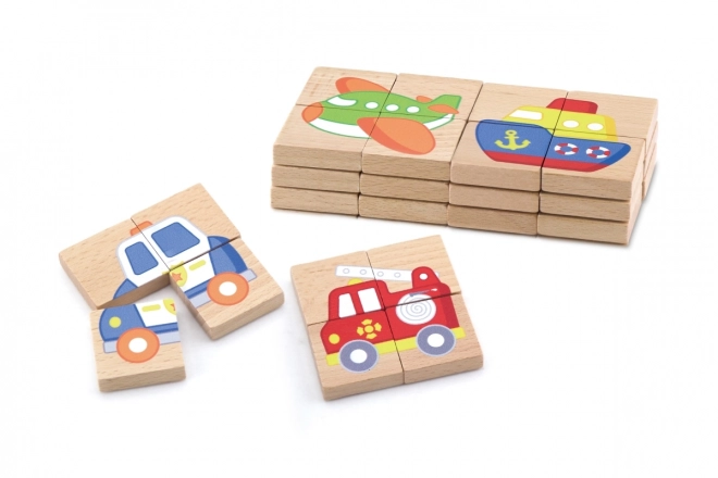 Puzzle magnetico in legno - mezzi di trasporto