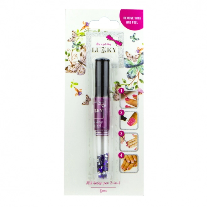 Smalto per unghie 2-in-1 con glitter carminio Lukky