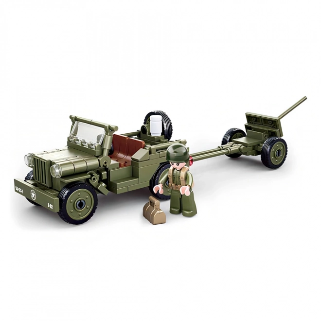 Sluban Army WW2 Jeep alleato e cannone antiaereo