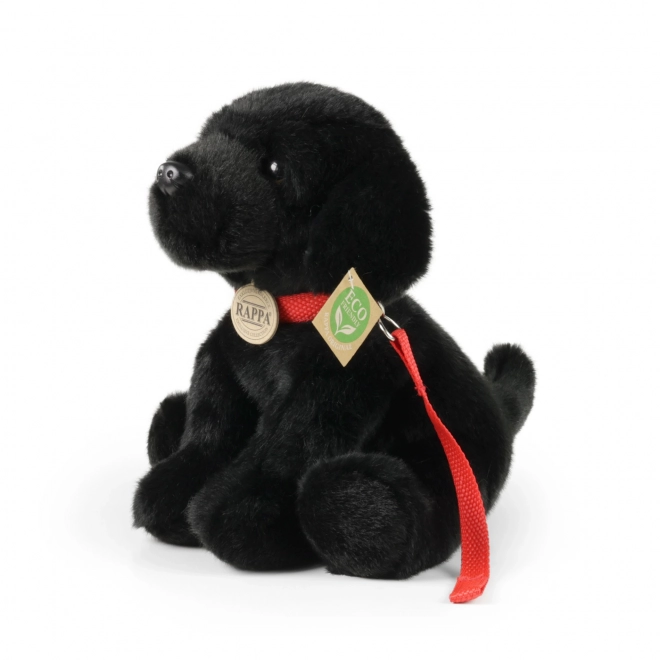 Labrador di peluche ecologico nero con guinzaglio 28 cm