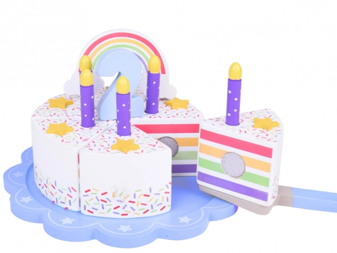 Torta di compleanno in legno a fette per bambini