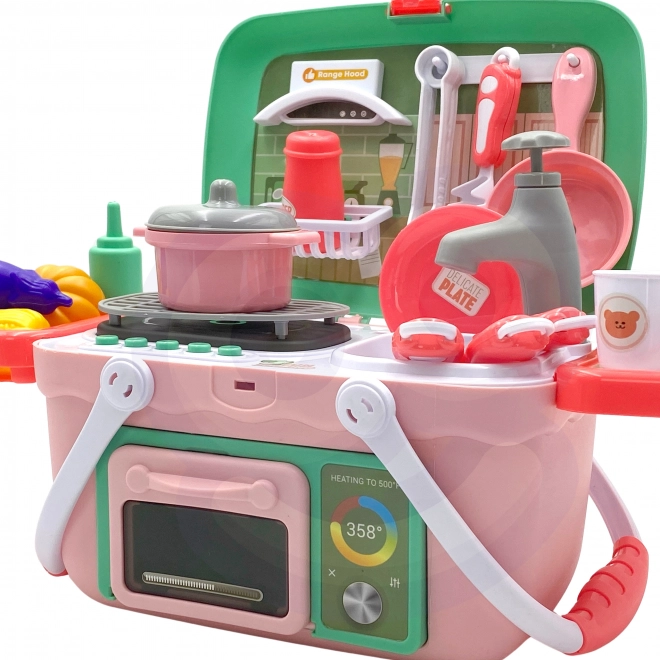 Set da Piccolo Chef con Cucina Portatile in Cesta