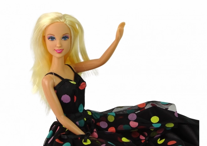 Bambola Lucy Abito Nero a Pois Lungo