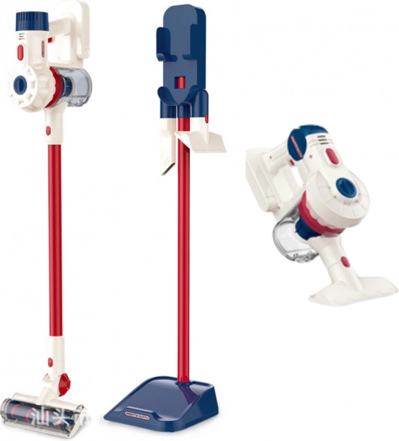 Set da pulizia per bambini con aspirapolvere bianco in piedi