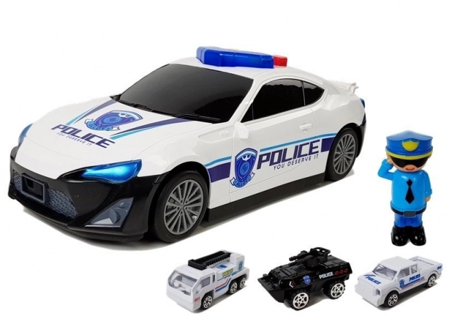 Auto della polizia con garage 2 in 1