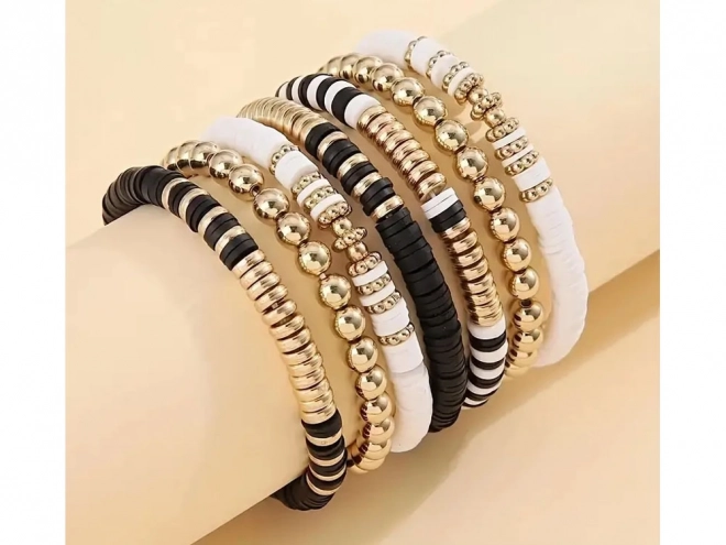 Set di Perline Amicizia Oro Nero Bianco