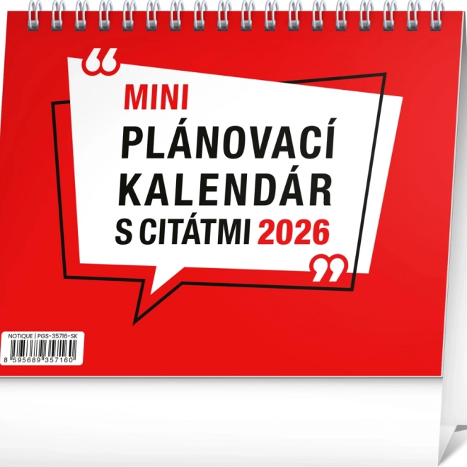 Calendario da tavolo pianificatore con citazioni 2026