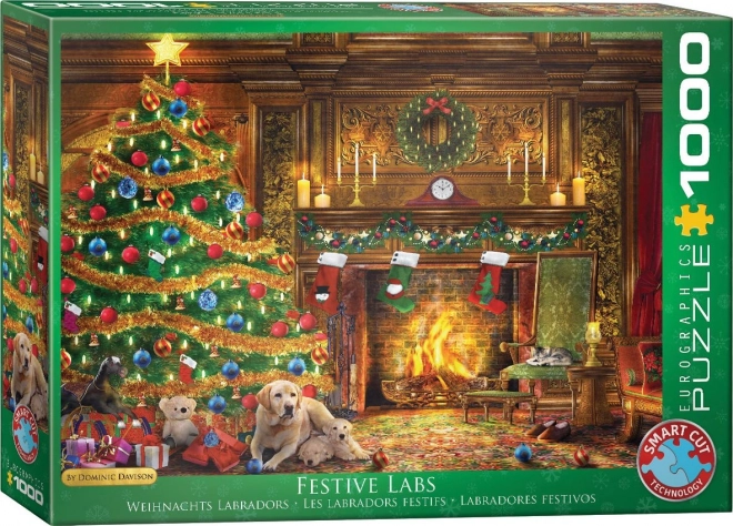 Puzzle Labradori albero di natale 1000 pezzi