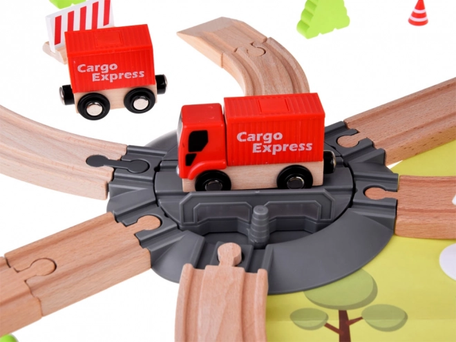 Set gioco di legno per bambini con treno e gru