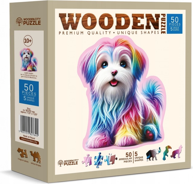 Puzzle in legno Cucciolo felice 50 pezzi