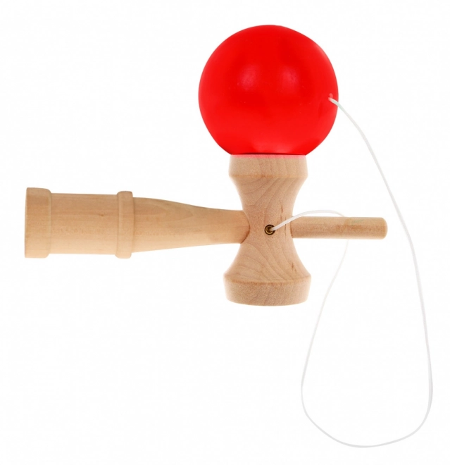 Gioco di abilità Kendama con sfera rossa in legno per adulti e bambini 3+