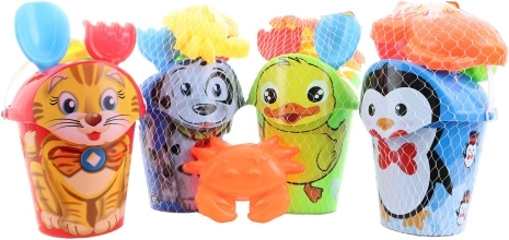 Set per la sabbia per bambini con secchiello, annaffiatoio e formine