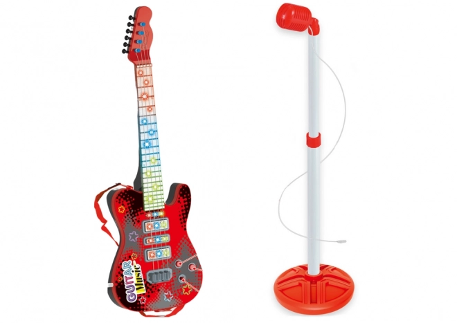 Set completo chitarra elettrica e microfono rossi per bambini