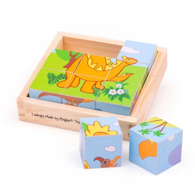 Cubi puzzle dinosauri in legno Bigjigs Toys