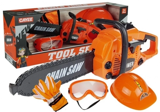 Set Costruzioni Per Bambini Con Sega, Guanti, Casco E Occhiali