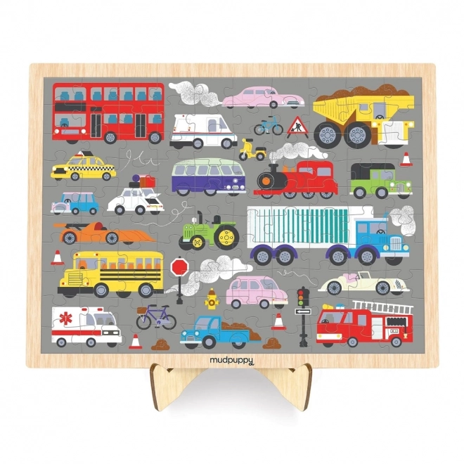 Puzzle in legno Mezzi di trasporto con supporto 100 pezzi