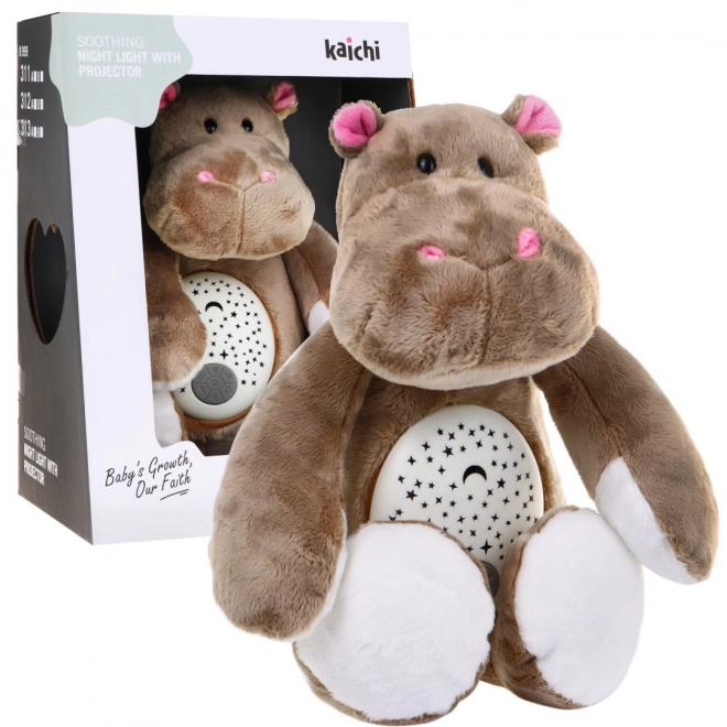 Hippo calmante 3 in 1 per bambini 6m+ Giocattolo sensoriale + Proiettore + Carillon + Peluche