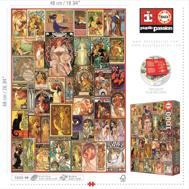 Puzzle collage poster art nouveau 1000 pezzi