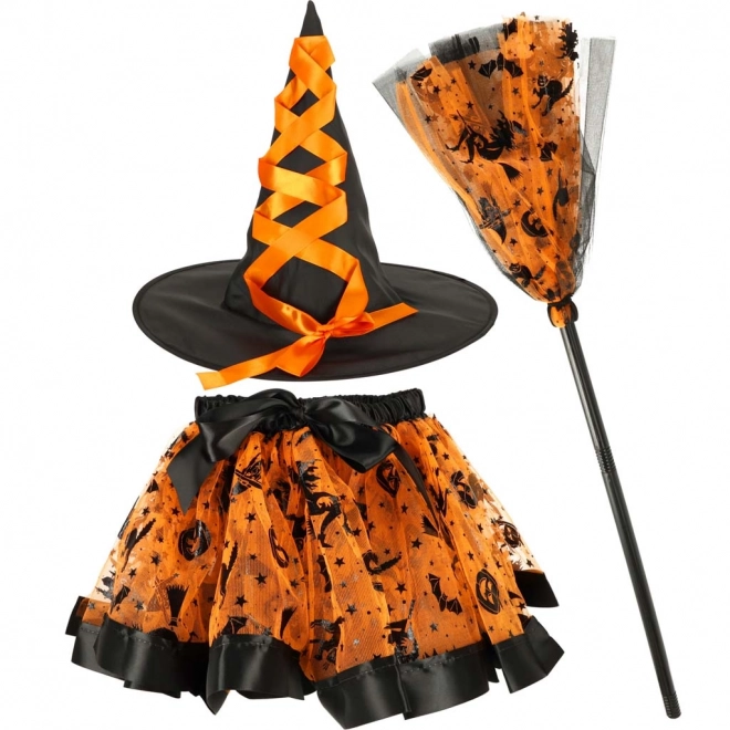 Costume da strega di Halloween 3 pezzi arancione