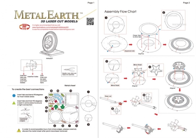 Puzzle 3D Metal Earth scudo di Capitan America