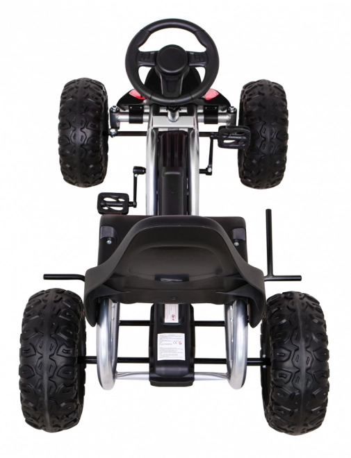 Grande kart a pedali forte per bambini nero + capacità di carico 100 kg + ruote in EVA + freno a mano + sedile sportivo