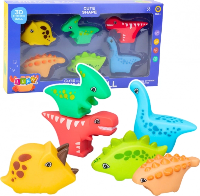Set di giocattoli di gomma da bagno Dino World 6 pezzi