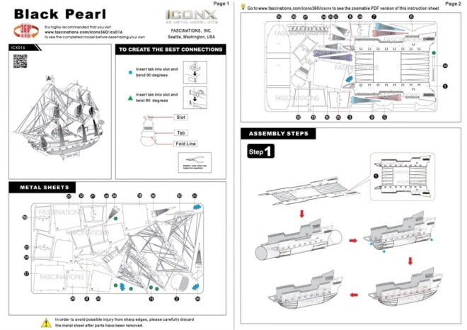 Puzzle 3D Black Pearl Metal Earth ICONX