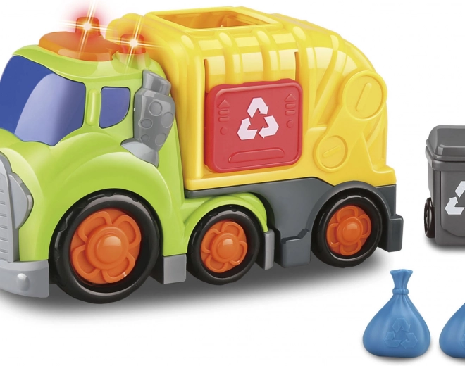 Kiddy camion della spazzatura con effetti luminosi e sonori 19,5 cm con bidone