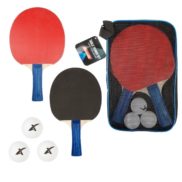 Set da ping pong con 2 racchette e 3 palline in custodia