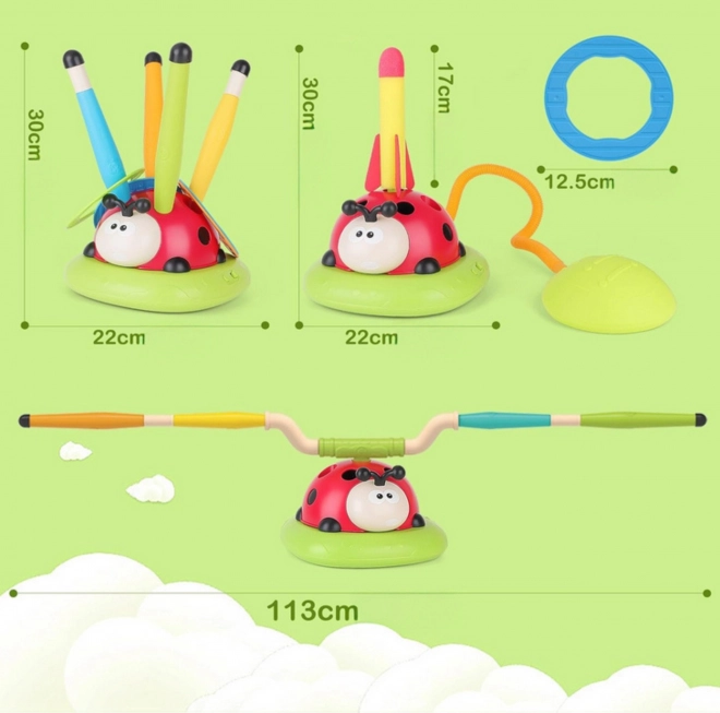 WOOPIE Gioco interattivo per bambini 3 in 1: Lanciarazzi, Corda, Gioco con bersaglio Coccinella