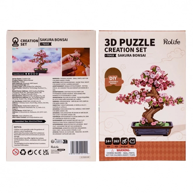 Puzzle 3D in legno Bonsai Sakura