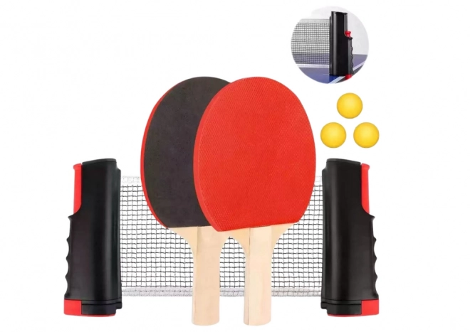 Set ping pong completo con rete, racchette e palline