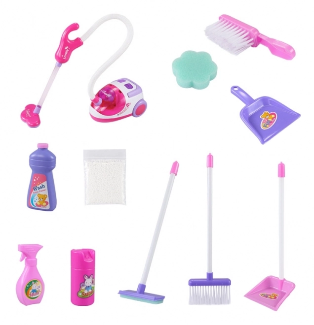 Set pulizie per bambini con carrello e aspirapolvere Woopie