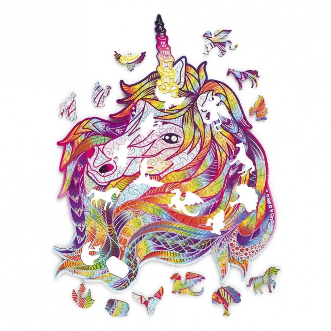 Puzzle in legno unicorno arcobaleno