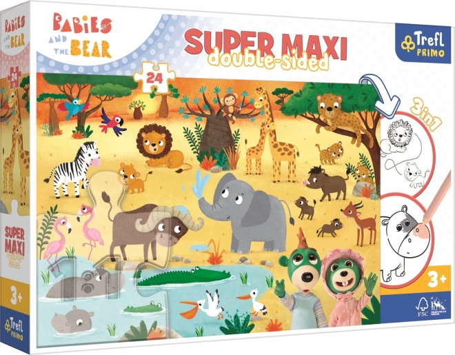 Puzzle doppia faccia Treflíci allo zoo super maxi 24 pezzi