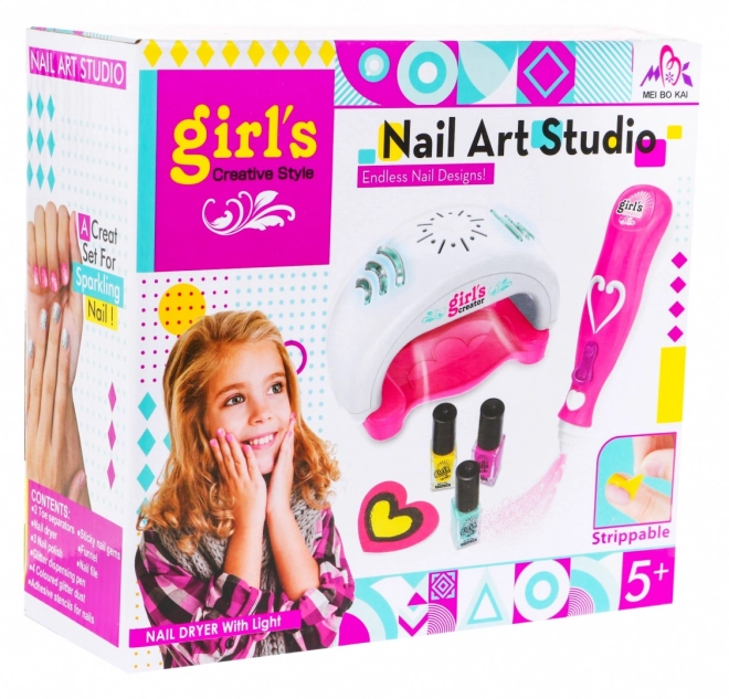 Set per manicure per bambine 5+ con asciugatore e glitter