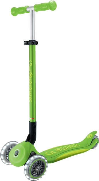 Monopattino a tre ruote per bambini con luci pieghevole verde mela