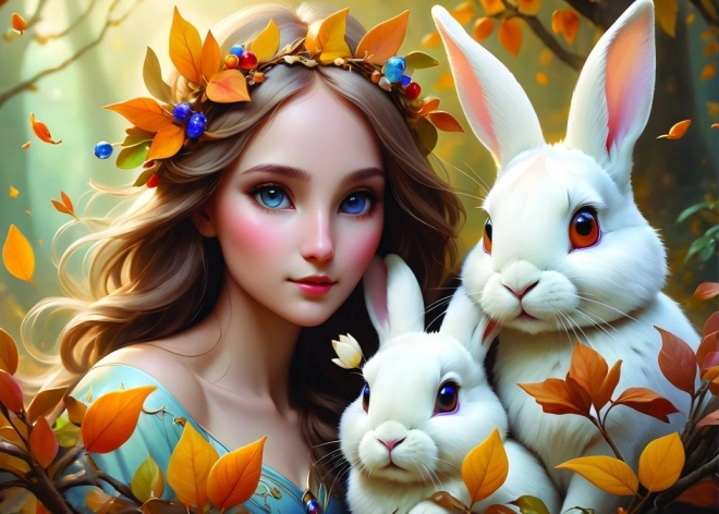 Puzzle ragazza con coniglietti 500 pezzi