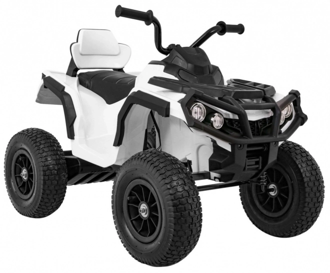 Batteria ATV Air Quad Bianco per Bambini + Ruote Gonfiabili + Radio MP3 + Avviamento Gratuito