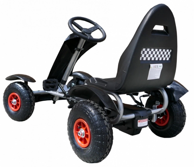 Go-kart a pedali XL da corsa per bambini 3+ nero + ruote gonfiabili + sedile regolabile + ruota libera