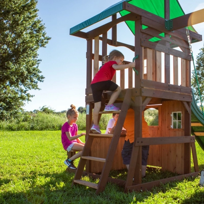 Parco giochi in legno Lakewood con altalene e scivolo