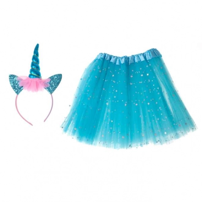 Costume di Carnevale Unicorno con Fascia e Gonna di Tulle