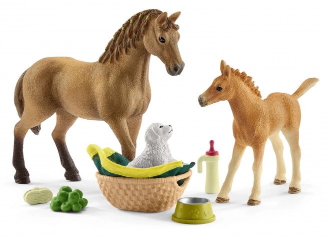 Set Cavalli e Puledro con Cagnolino e Accessori Schleich Horse Club