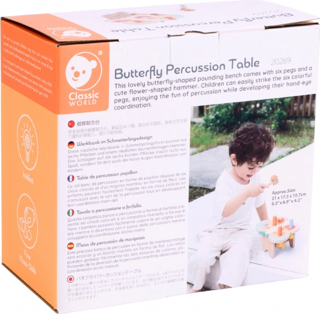 Tavolino in legno con pastelli CLASSIC WORLD Montessori Farfalla
